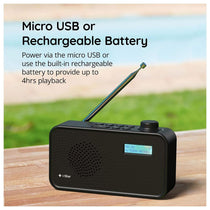 i-Star DAB/DAB Plus Digital & FM Radio Clear LCD Display Mains Powered Or Battery USB Charging Black