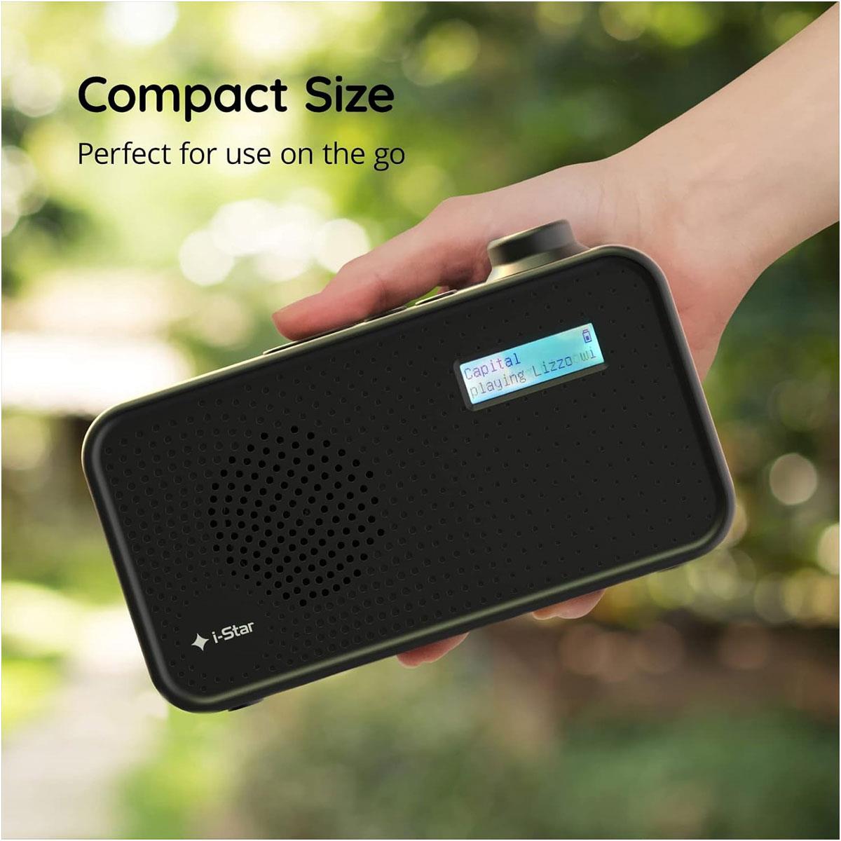i-Star DAB/DAB Plus Digital & FM Radio Clear LCD Display Mains Powered Or Battery USB Charging Black