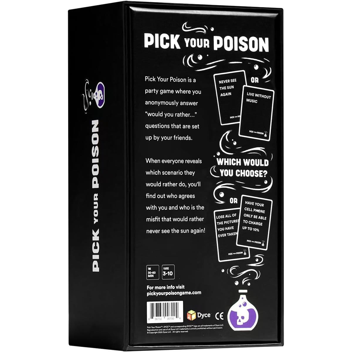 Pick Your Poison Card Game The “What Would You Rather Do?” Party Game Family Edition Black