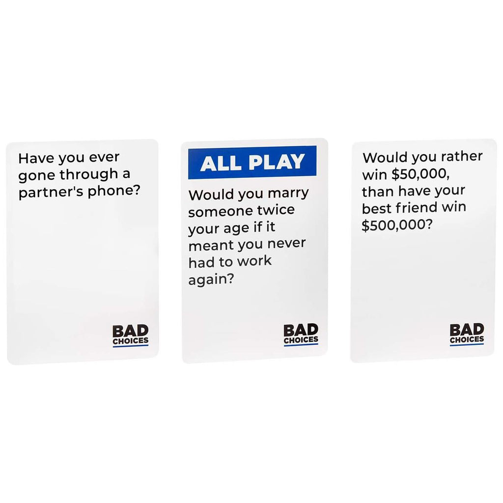 Bad Choices The Have You Ever? Party Game Hilarious Adult Card Game Night With Your Group Black