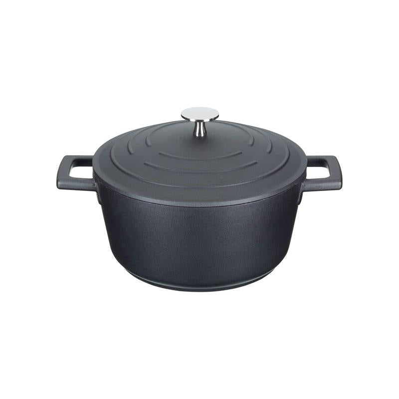 MasterClass Casserole Dish 20cm 2.5 Litres With Self-Basting Lid Cast Aluminium Black