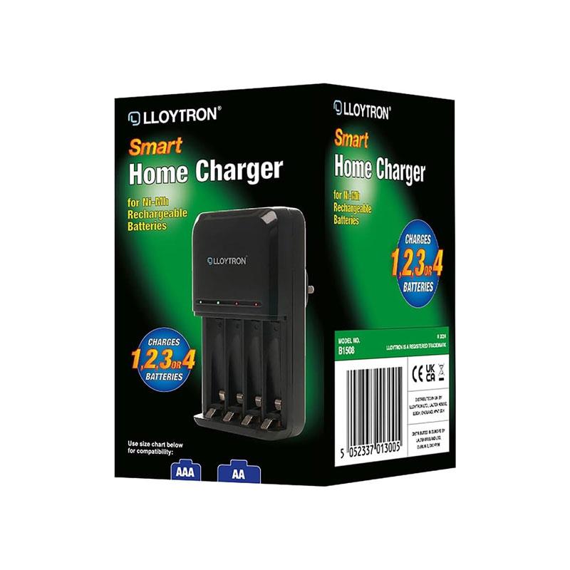 Lloytron Ultra Fast AA/AAA Smart Battery Charger For NiMH Batteries Black