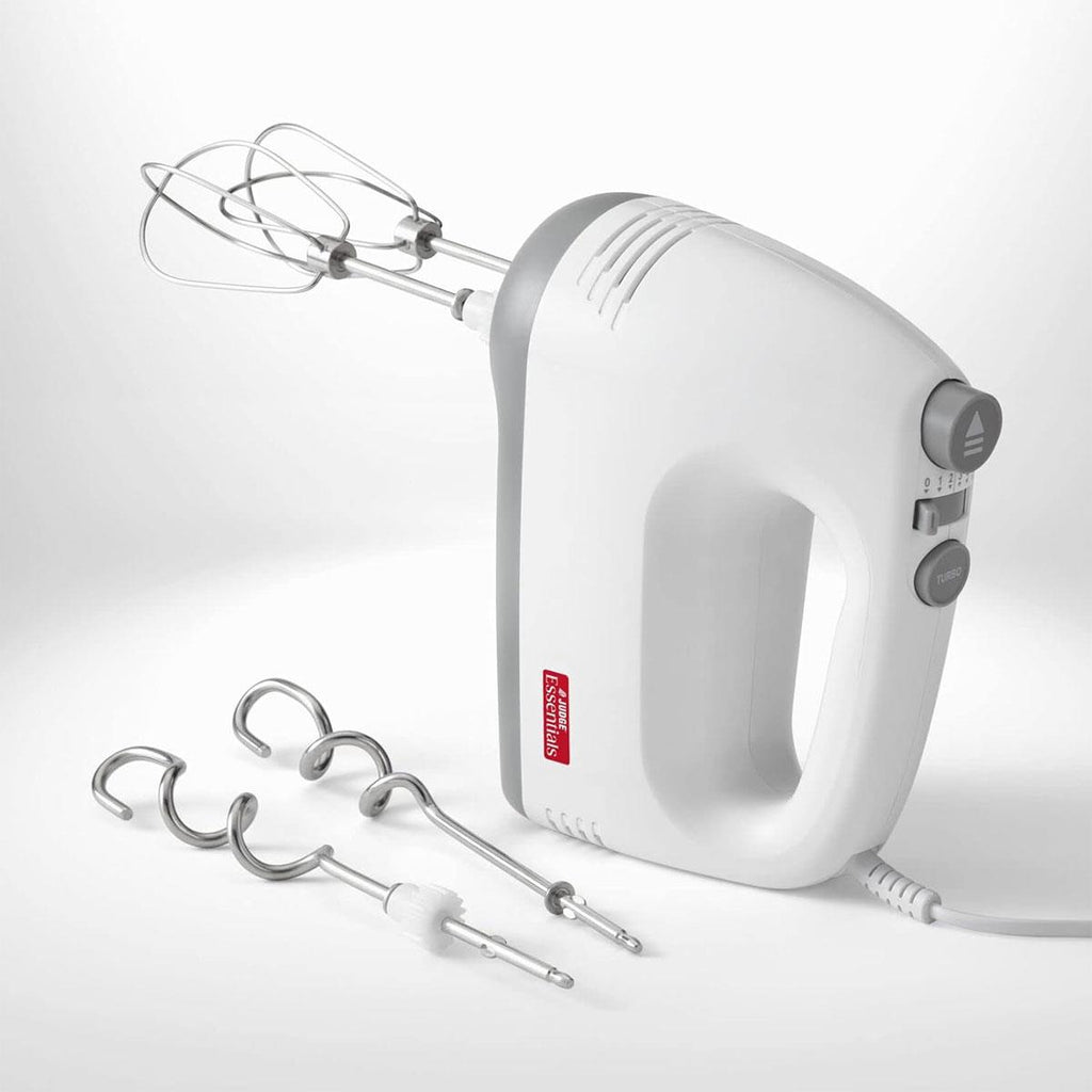 Judge 2-In-1 Hand Electric Mixer With Stand And Detachable Bowl 2 Whisks 2 Dough Hooks 5 Speed Settings 300W White