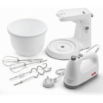 Judge 2-In-1 Hand Electric Mixer With Stand And Detachable Bowl 2 Whisks 2 Dough Hooks 5 Speed Settings 300W White