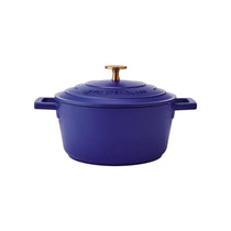 MasterClass Casserole Dish 2.5 Litres/20cm Cast Aluminium Self Basting Lid Round Small Blue