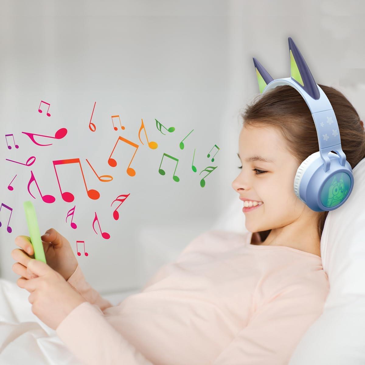 Lexibook Bluey Universe 3D Design Bluetooth Wired Light-Up Headphones Blue