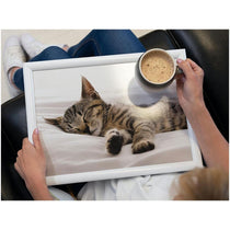 Creative Tops Sleeping Kitten Lap Tray With Cushion Bean Bag Cushioned 44 x 34cm Wood Multicolour