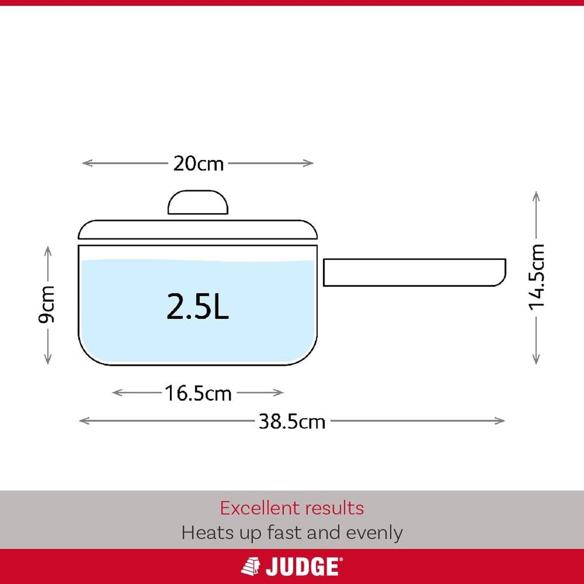 Judge Everyday Non-Stick Saucepan 20cm/2.4 Litres Vented Glass Lid Stay Cool Handle Aluminium Grey