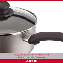 Judge Everyday Non-Stick Saucepan 20cm/2.4 Litres Vented Glass Lid Stay Cool Handle Aluminium Grey