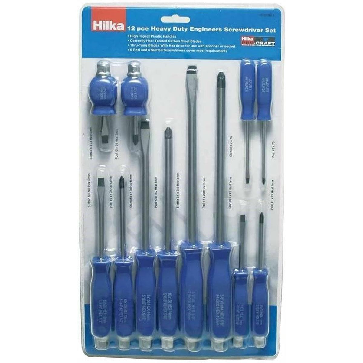 Hilka Tools Heavy Duty Mechanics/Engineers Screwdriver Set 12 Pieces