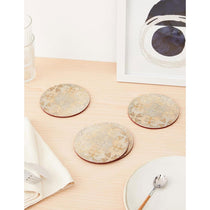 Creative Tops Cork-Backed Premium Round Coasters Set Printed Gold Impressions Wood Pack Of 4 12cm Gold/Grey