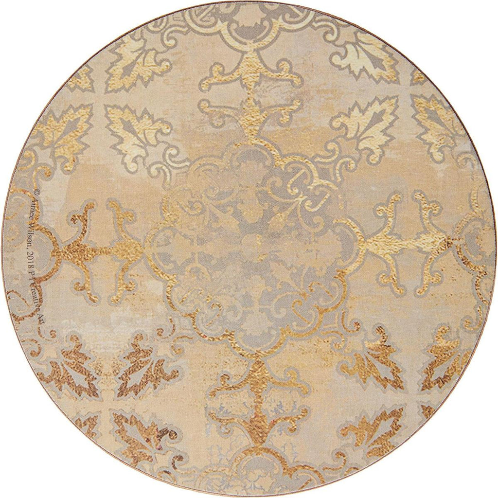 Creative Tops Cork-Backed Premium Round Coasters Set Printed Gold Impressions Wood Pack Of 4 12cm Gold/Grey