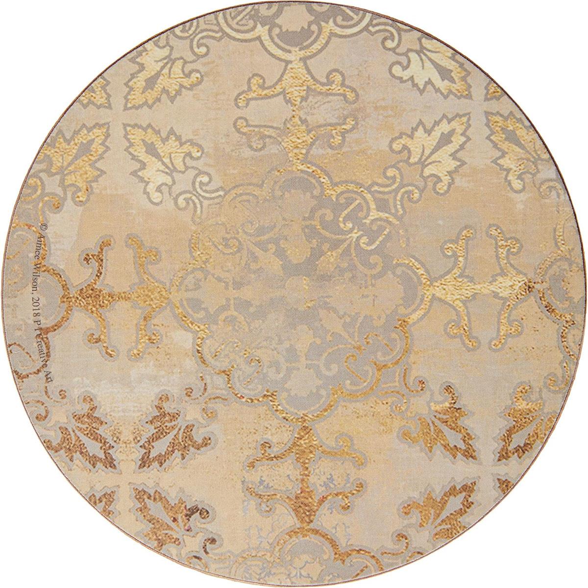Creative Tops Cork-Backed Premium Round Coasters Set Printed Gold Impressions Wood Pack Of 4 12cm Gold/Grey