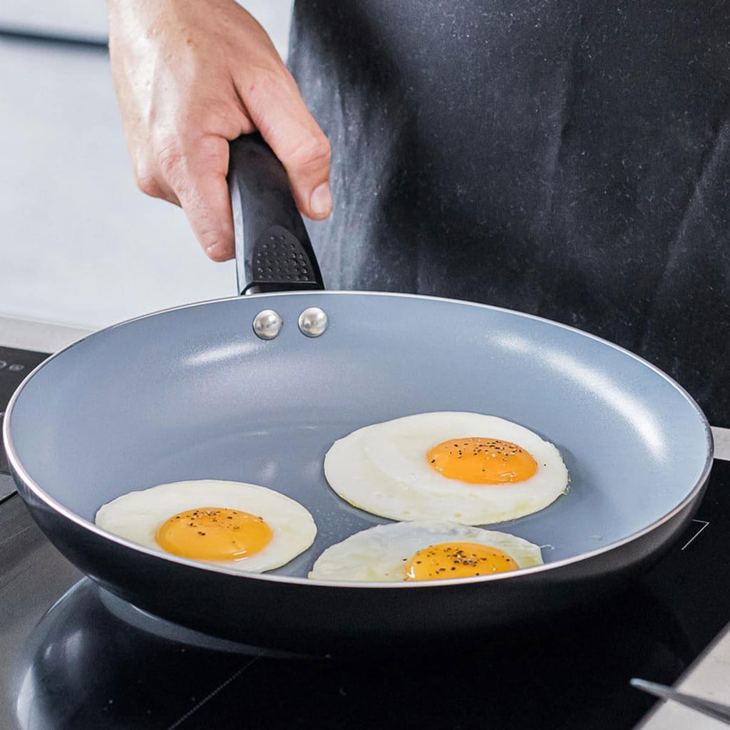 MasterClass Eco Frying Pan 30cm Ceramic Non-Stick Aluminium Large Black