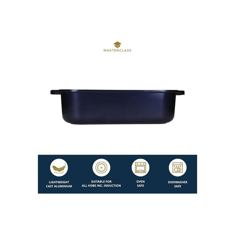 MasterClass Deep Cast Roasting Tin Large Aluminium With Handles 41 x 26 cm Metallic Blue