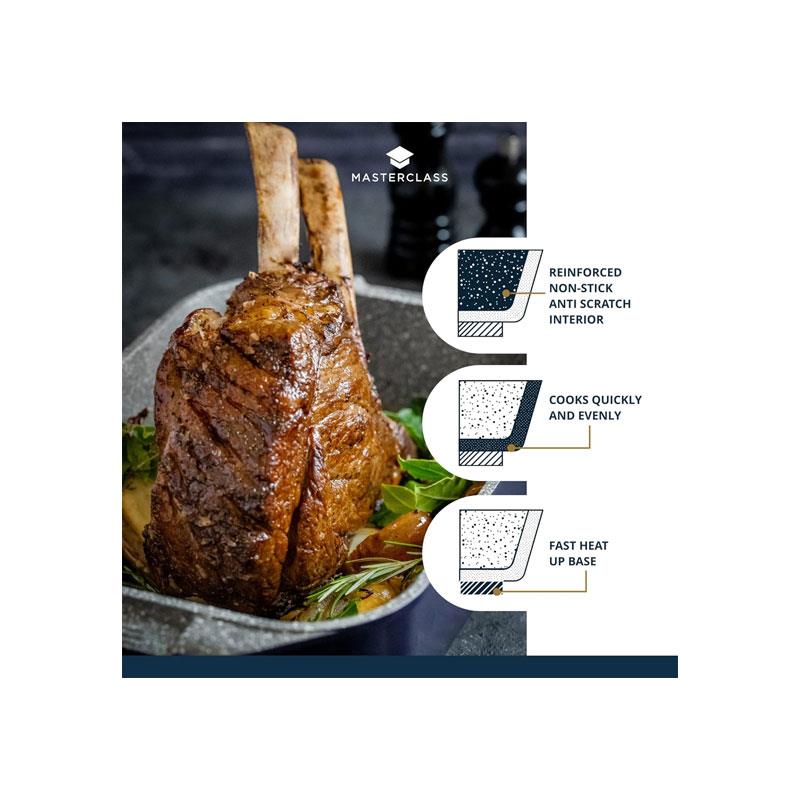 MasterClass Deep Cast Roasting Tin Large Aluminium With Handles 41 x 26 cm Metallic Blue