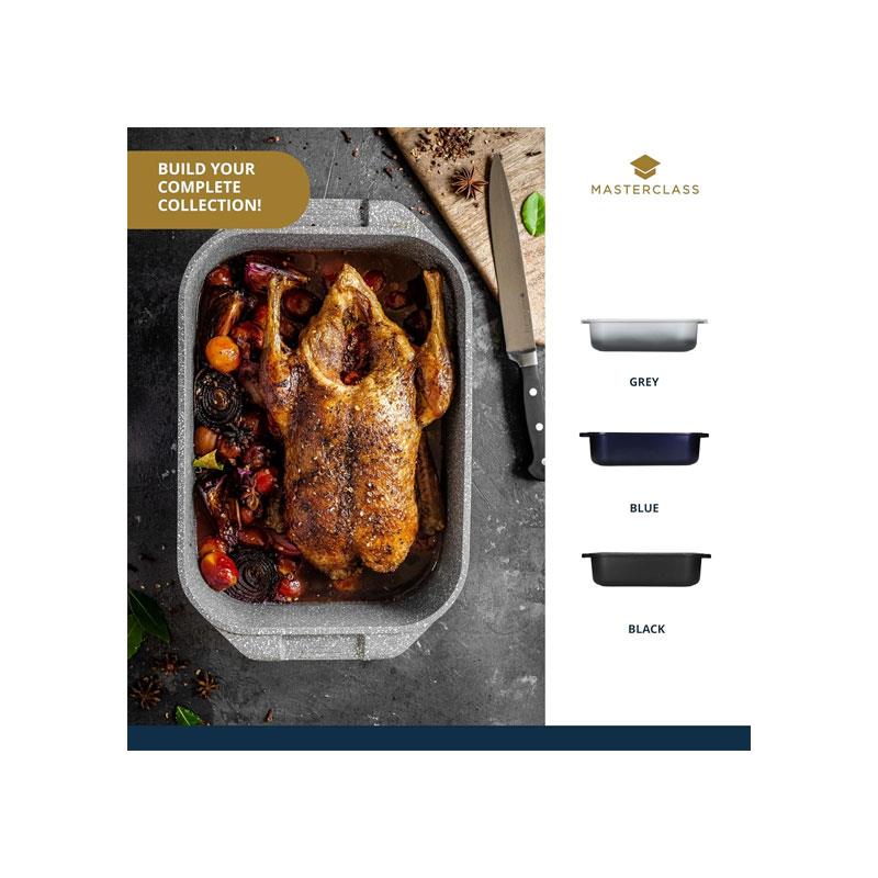 MasterClass Deep Cast Roasting Tin Large Aluminium With Handles 41 x 26 cm Metallic Blue