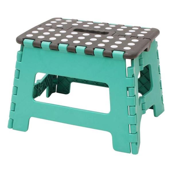 JVL Small Folding Step Stool Lightweight Plastic Turquoise/Grey