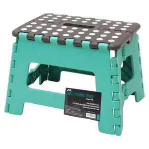 JVL Small Folding Step Stool Lightweight Plastic Turquoise/Grey