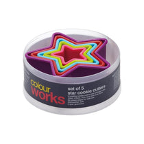 KitchenCraft Colourworks Star Shaped Cookie Cutters Plastic Set of 5 Multicolour