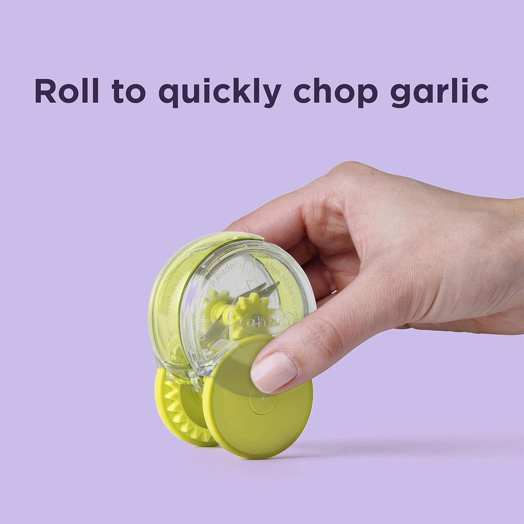 Chef'n GarlicZoom Garlic Chopper Handheld Garlic & Herb Slicer Vegetable Gadget Green/Clear