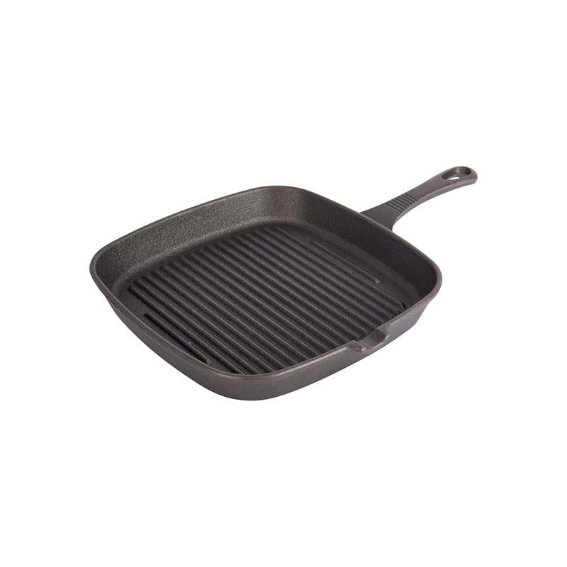 KitchenCraft Square Grill Pan 23cm Cast Iron Griddle Pan Black