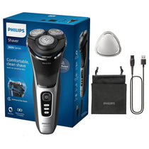 Philips Shaver 3000 Series Wet & Dry Electric Cordless Shaver Pop-up Beard Trimmer SkinProtect Technology Travel Pouch Space Grey