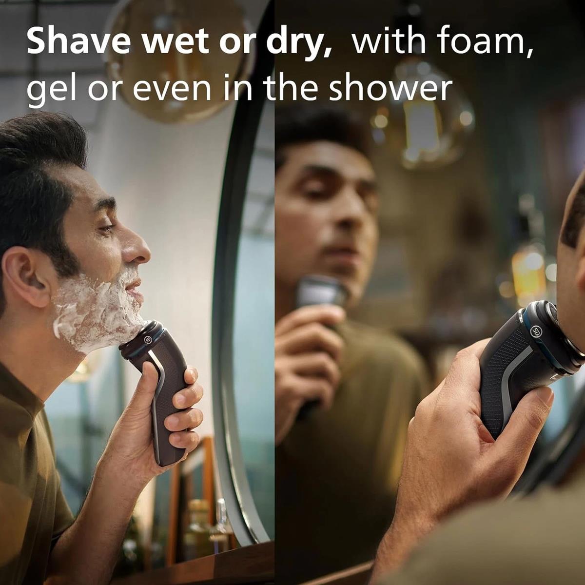 Philips Shaver 3000 Series Wet & Dry Electric Cordless Shaver Pop-up Beard Trimmer SkinProtect Technology Travel Pouch Space Grey