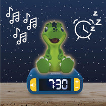 Lexibook 3D Dinosaur Childrens Clock With Night Light Alarm Snooze Blue/Green
