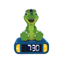 Lexibook 3D Dinosaur Childrens Clock With Night Light Alarm Snooze Blue/Green