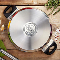 Judge Vista Casserole Pot 24cm/4 Litres Polished Stainless Steel Twin Handles Shatterproof Vented Glass Lid Large Silver