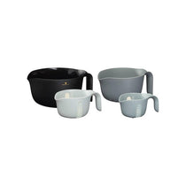 MasterClass Smart Space Stackable Mixing Bowl Set With Colander And Measuring Jug Plastic 4 Piece Set Black