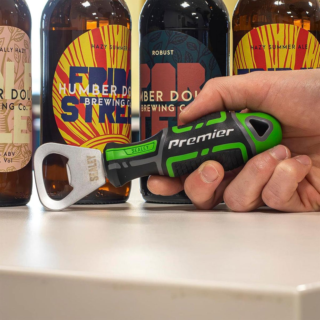 Sealey GripMAX Bottle Opener Hi-Vis Polypropylene Rubber Soft Grip Handle Green