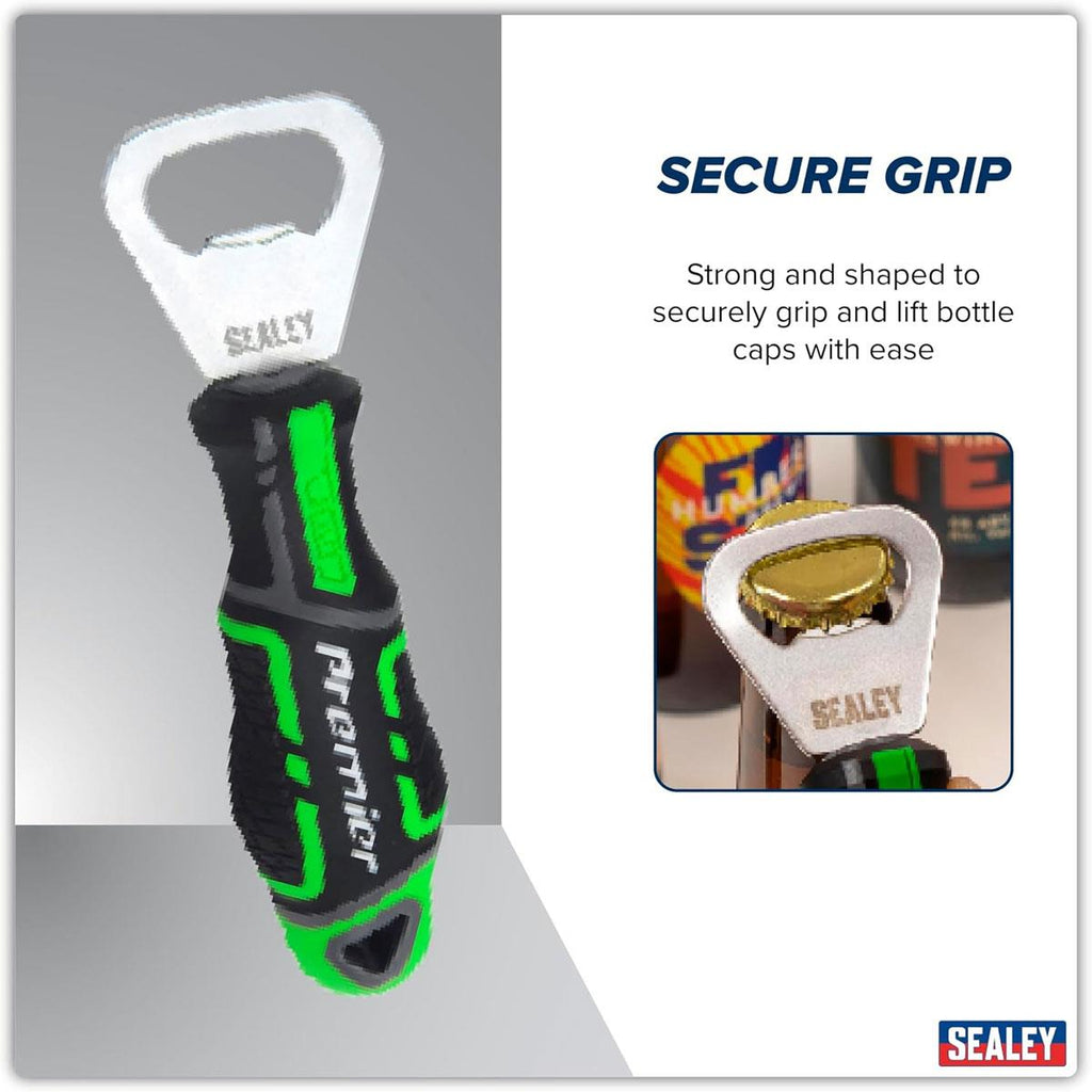 Sealey GripMAX Bottle Opener Hi-Vis Polypropylene Rubber Soft Grip Handle Green