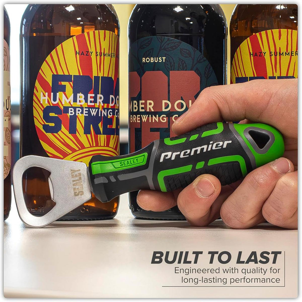 Sealey GripMAX Bottle Opener Hi-Vis Polypropylene Rubber Soft Grip Handle Green