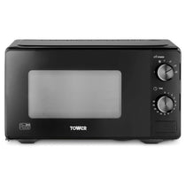 Tower Manual Microwave 20 Litres 800W With Dial Controls 5 Power Levels Defrost Function 30 Minute Timer Black
