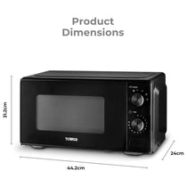 Tower Manual Microwave 20 Litres 800W With Dial Controls 5 Power Levels Defrost Function 30 Minute Timer Black