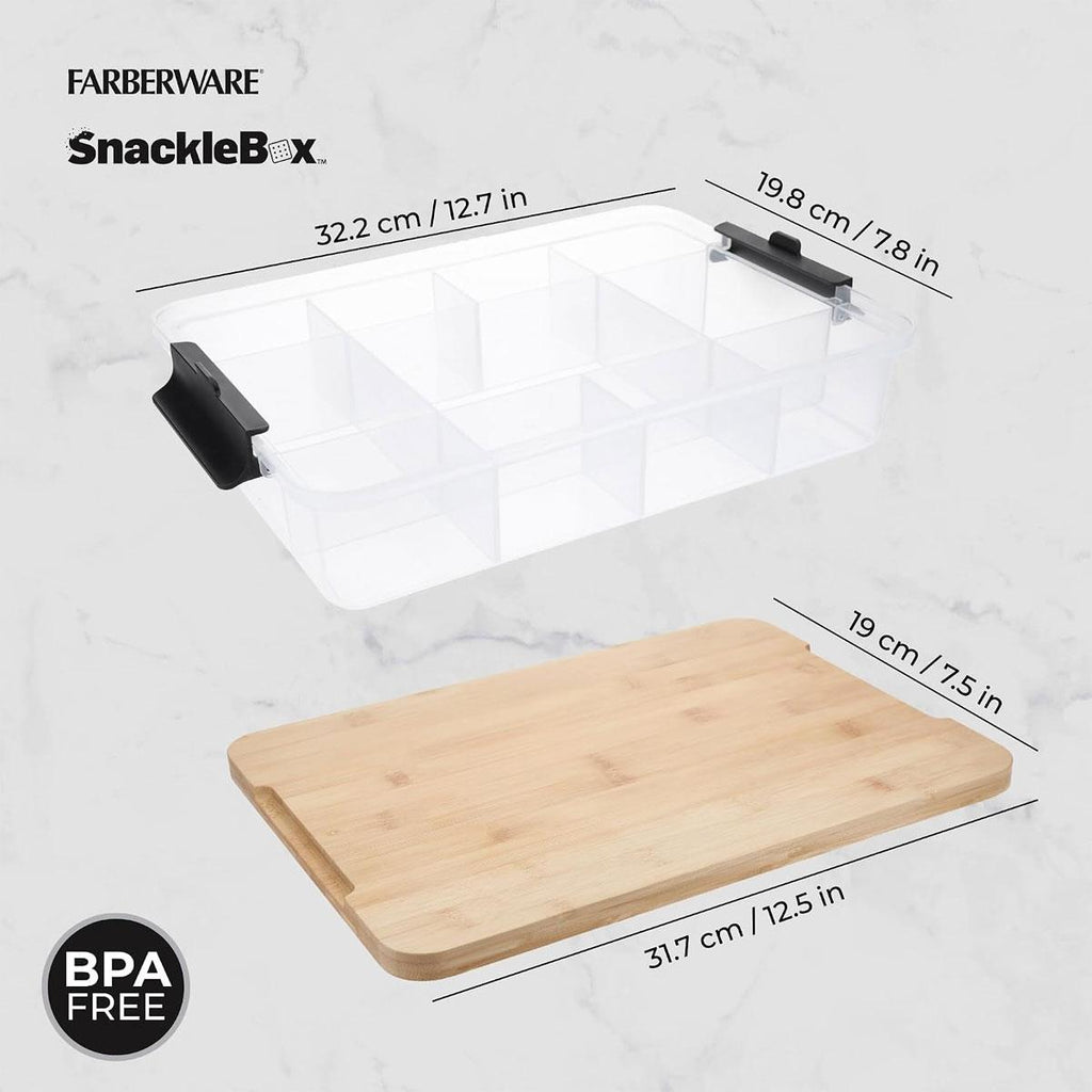 Farberware SnackleBox Serving Bamboo Board And Box Wood 20 x 33cm Brown
