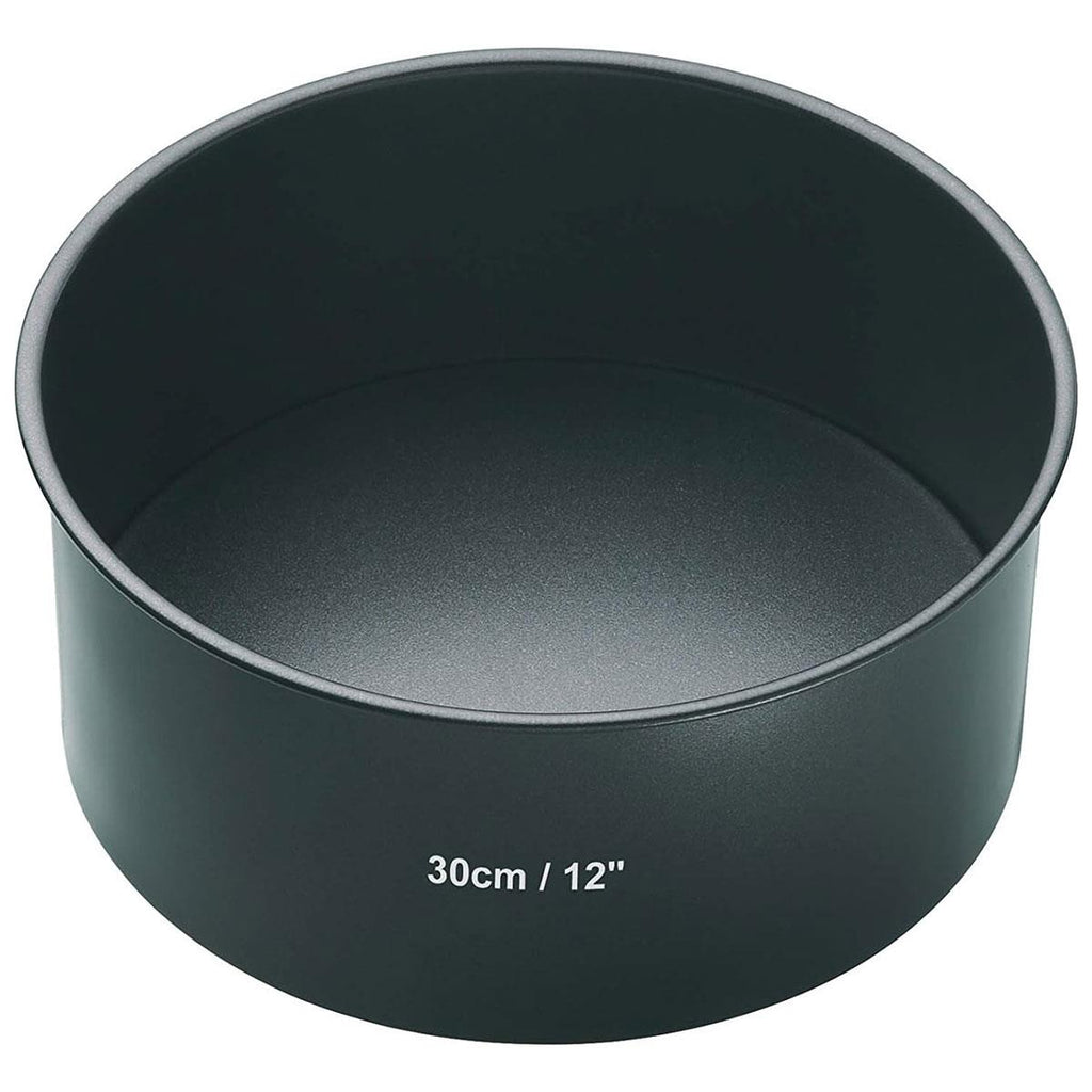 MasterClass Non-Stick Round Loose Base Deep Cake Pan 30cm Carbon Steel Grey