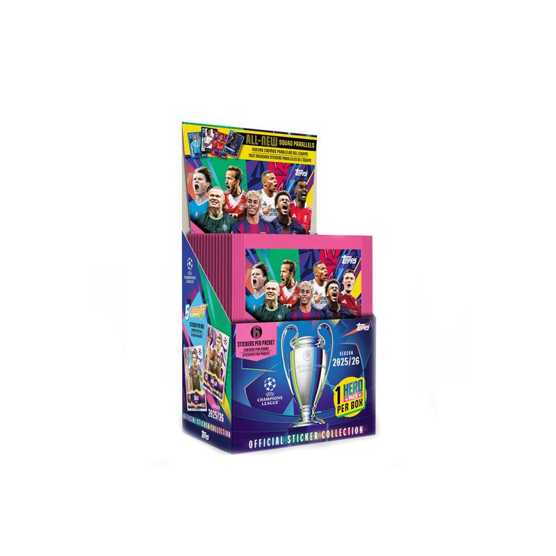 Topps UEFA CL 2025/26 Official Stickers Collection Full Box 50 Trading Cards Game