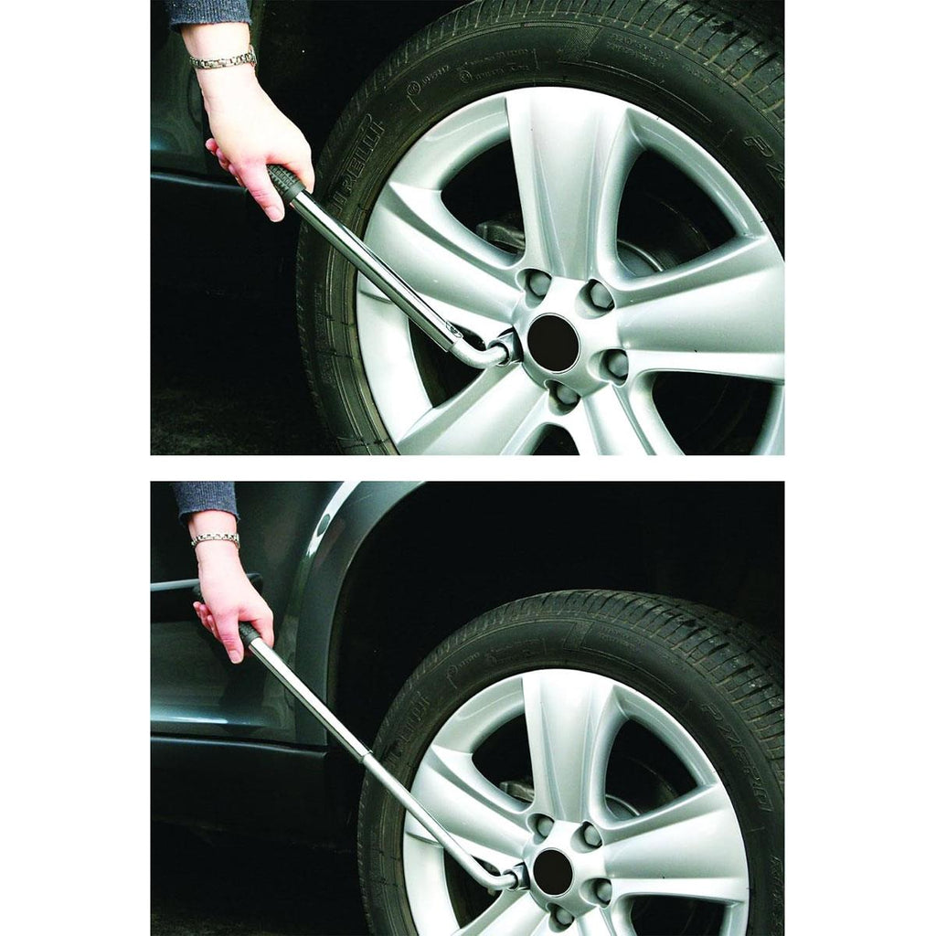 Hilka Tools RAC Extending Wheel Wrench With Double Ended Reversible Socket 17mm And 19mm Silver