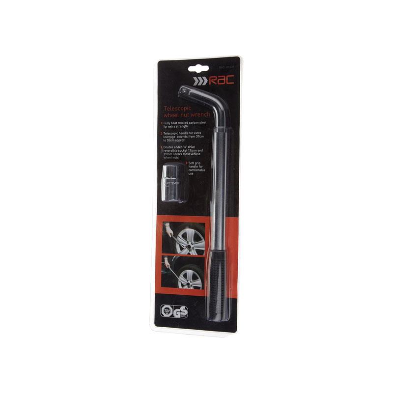 Hilka Tools RAC Extending Wheel Wrench With Double Ended Reversible Socket 17mm And 19mm Silver