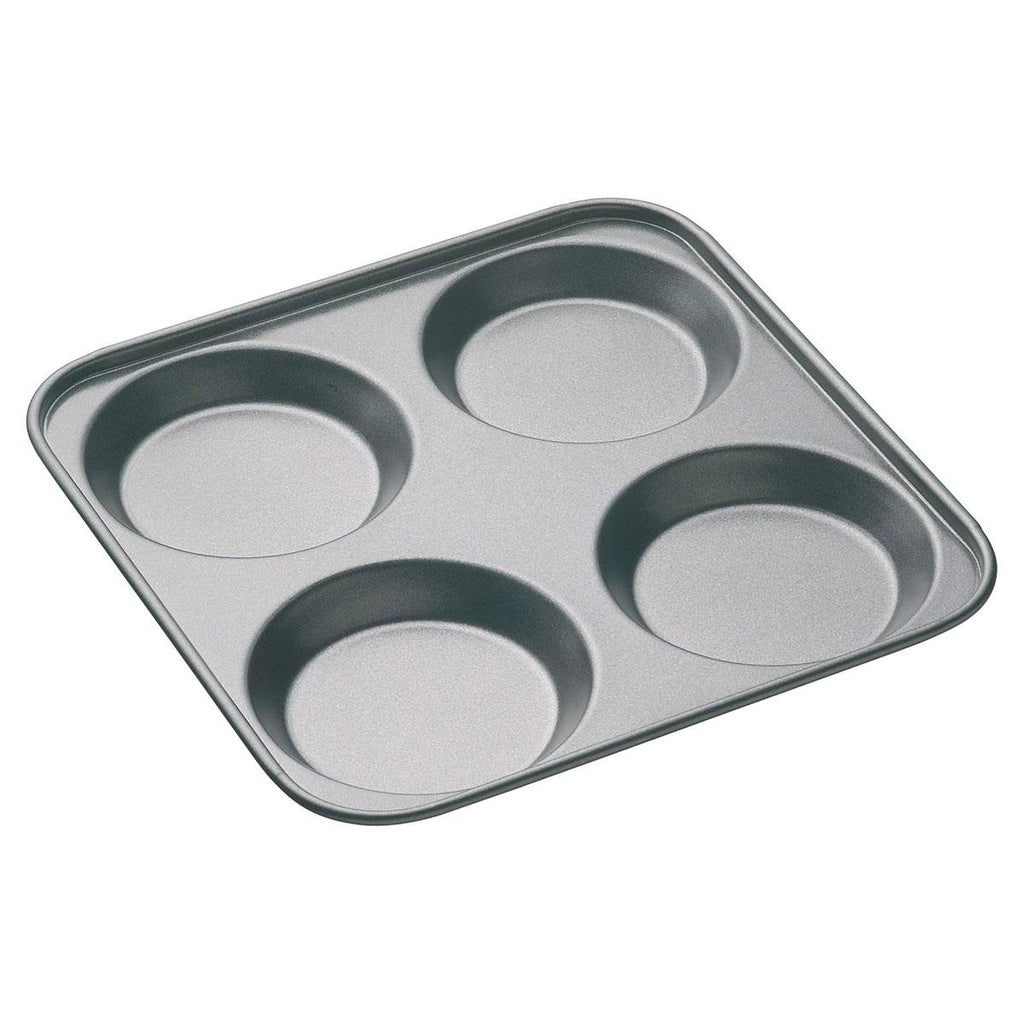 MasterClass 4 Hole Yorkshire Pudding Pan 24cm Baking Tray PFOA Non Stick Carbon Steel Grey