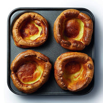 MasterClass 4 Hole Yorkshire Pudding Pan 24cm Baking Tray PFOA Non Stick Carbon Steel Grey