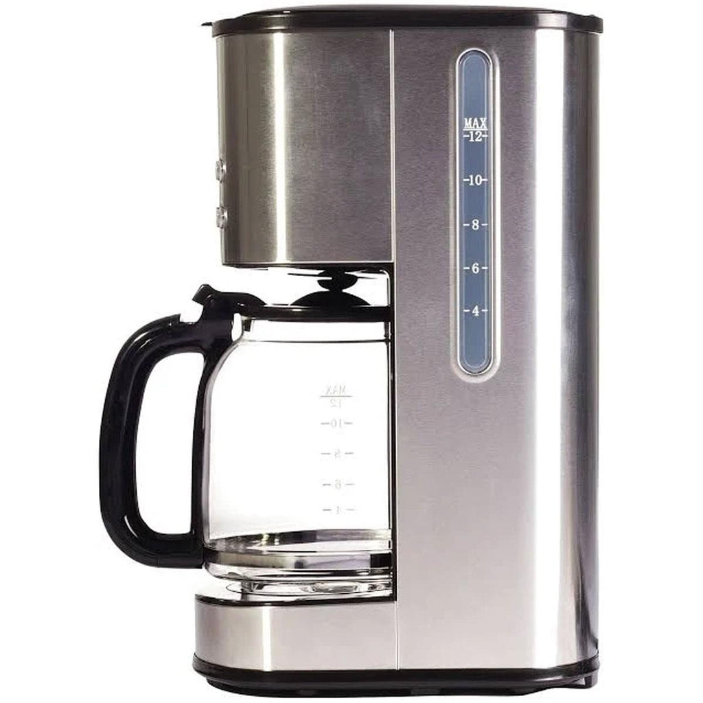 Igenix Digital Filter Coffee Machine Makes 12 Cups of Coffee 24 Hour Timer Metal Stainless Steel 800W 1.5 Litre Silver