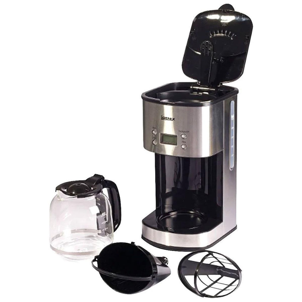Igenix Digital Filter Coffee Machine Makes 12 Cups of Coffee 24 Hour Timer Metal Stainless Steel 800W 1.5 Litre Silver