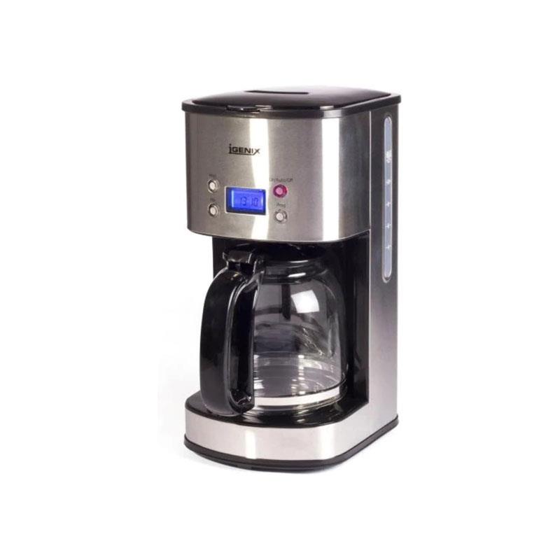 Igenix Digital Filter Coffee Machine Makes 12 Cups of Coffee 24 Hour Timer Metal Stainless Steel 800W 1.5 Litre Silver