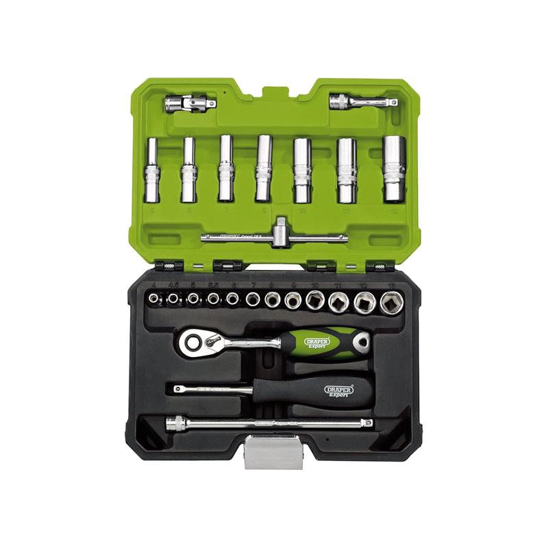 Draper Expert 1/4 Inch Square Drive Metric Socket Set 25 Piece Green Secondary image