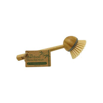 JVL Bamboo Retro Dish Brush Round Long Handle Washing Up Kitchen Brushe Natural