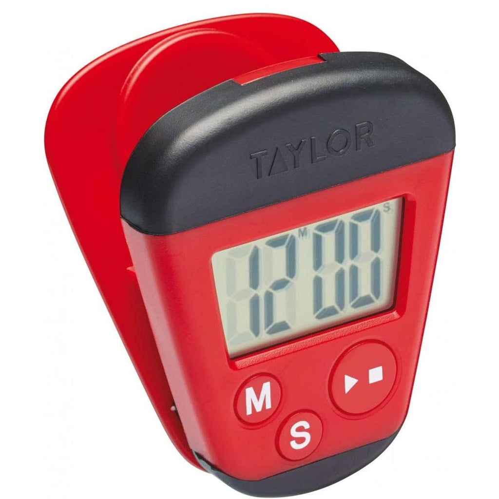 Taylor Pro Digital Kitchen Timer With Memo Clip And Magnetic Back Stopwatch Function Red & Black
